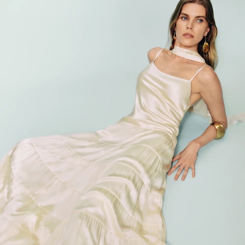 NEW NWT Reformation Agnes Silk Maxi Dress Fior Di Latte Cream NWT - Picture 5 of 12